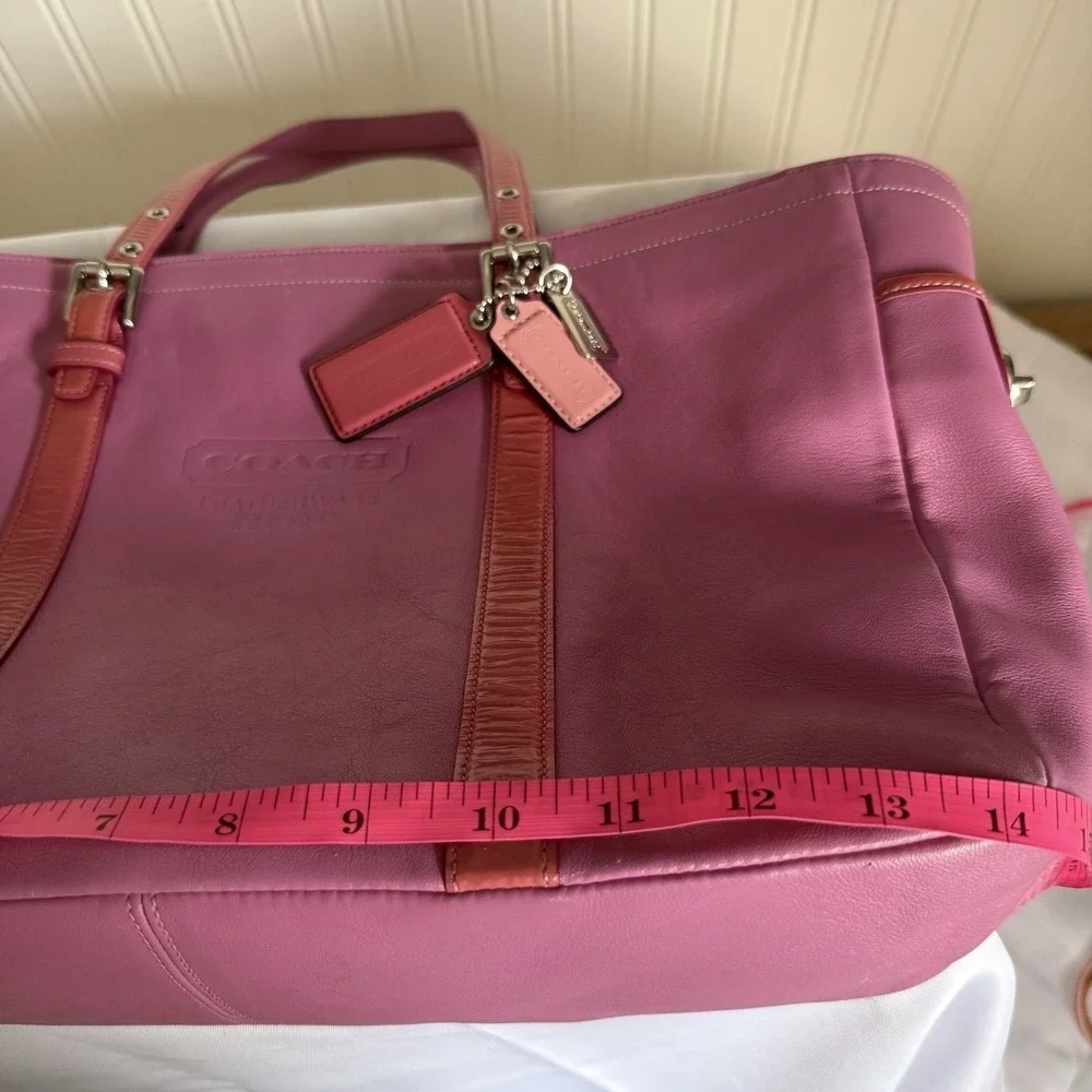 VINTAGE COACH PINK LEATHER PATENT TRIM LARGE GALLERY SHOPPER TOTE BAG PURSE 9237